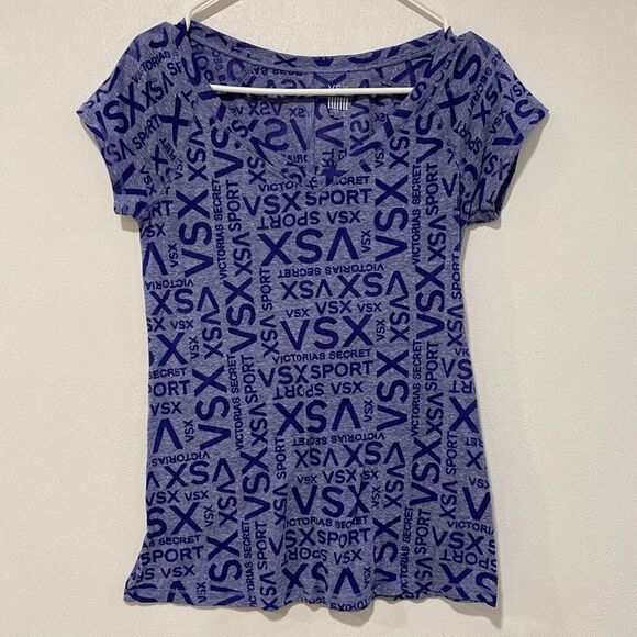 Victoria’s Secret VSX Sport Sexy Sport Blue Logo Print Tee Shirt Size XS - Picture 1 of 4